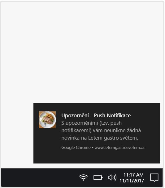 Upozornění, push notifikace ve Windows
