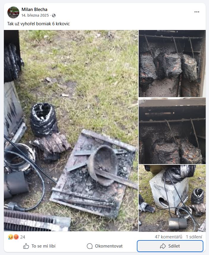 Vyhořelá udírna Borniak